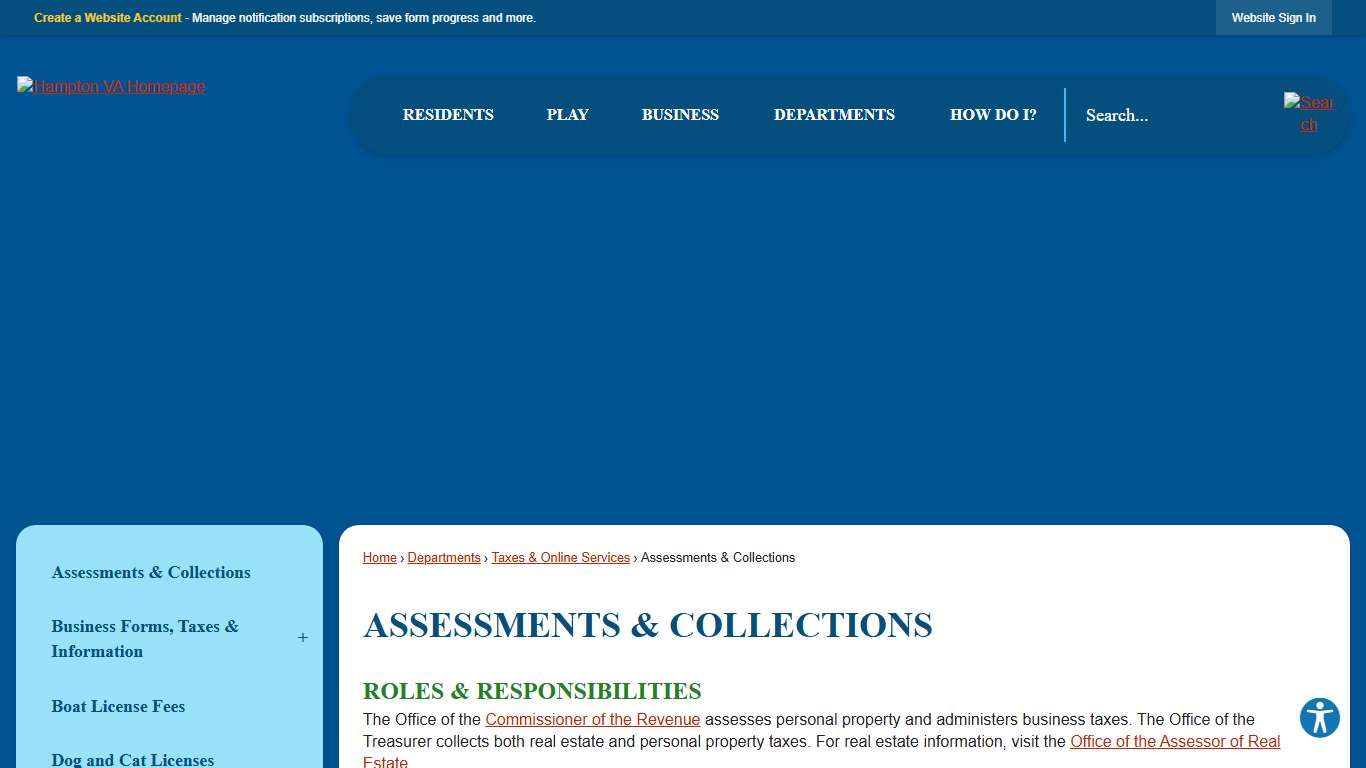 Assessments & Collections | Hampton, VA - Official Website